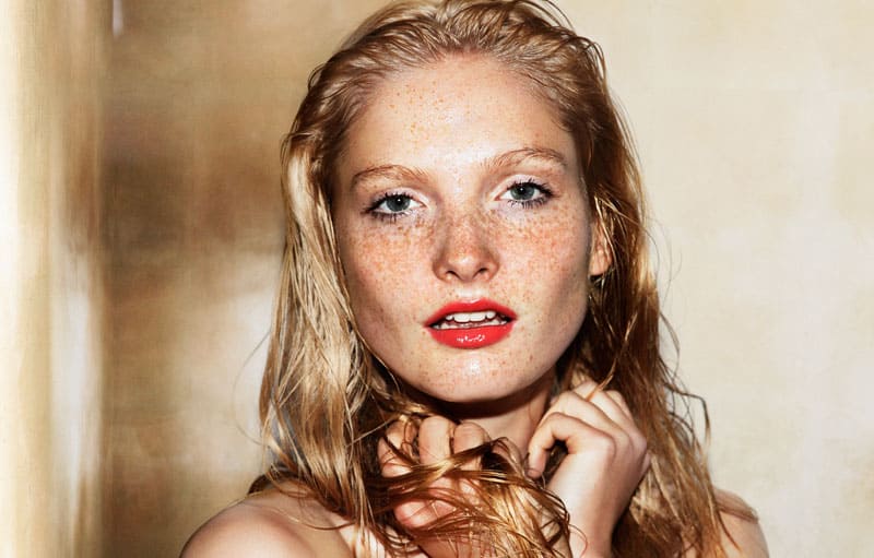 young woman with summer beauty makeup